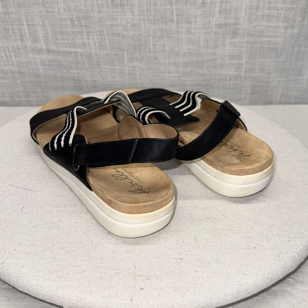 Abella Paula Sandals Womens 8.5M Black Striped Comfort Slingback Nautical Sporty - Picture 4 of 8